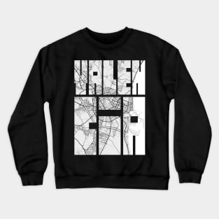 Valencia, Spain City Map Typography - Light Crewneck Sweatshirt